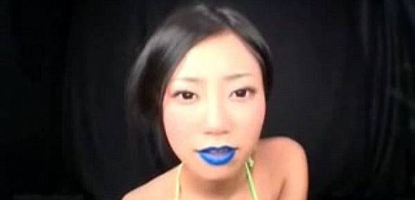  Japanese Blue Lipstick (Spitting-Fetish)